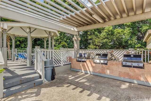 view of patio featuring area for grilling and grilling area