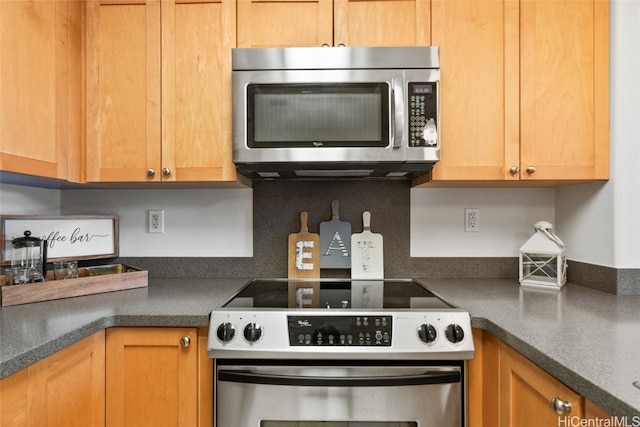 kitchen featuring appliances with stainless steel finishes and tasteful backsplash