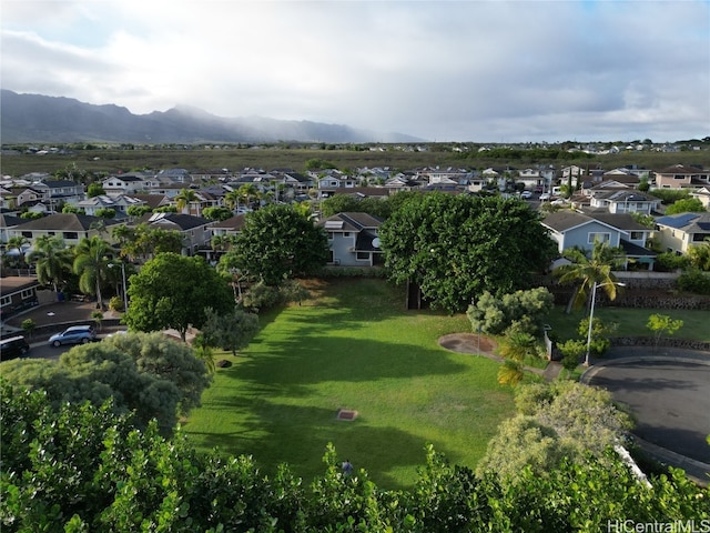 aerial view with a mountain view