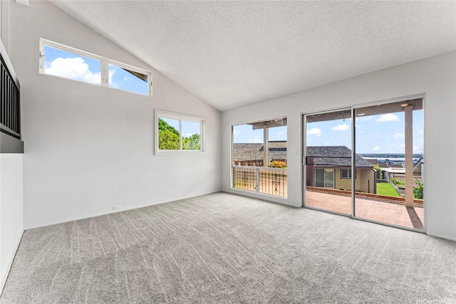 98-519 Lulu Pl Unit 73, Aiea, HI 96701 - spare room featuring a textured ceiling, carpet flooring, and high vaulted ceiling