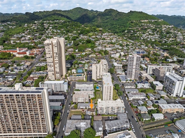 bird's eye view with a mountain view