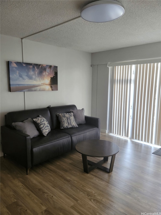 2465 Kuhio Ave Unit 1102, Honolulu, HI 96815 - living area featuring wood finished floors and a textured ceiling