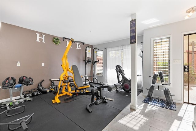 workout area with a wealth of natural light