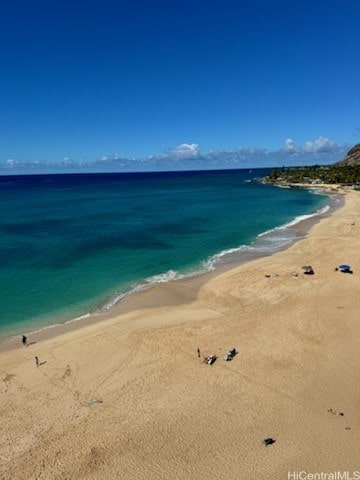 view of water feature featuring a view of the beach