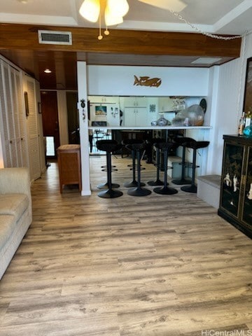 living room featuring wood-type flooring