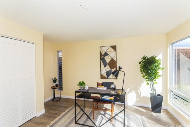 office area featuring hardwood / wood-style floors