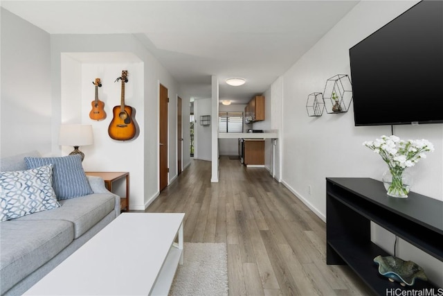 living room featuring light wood-type flooring