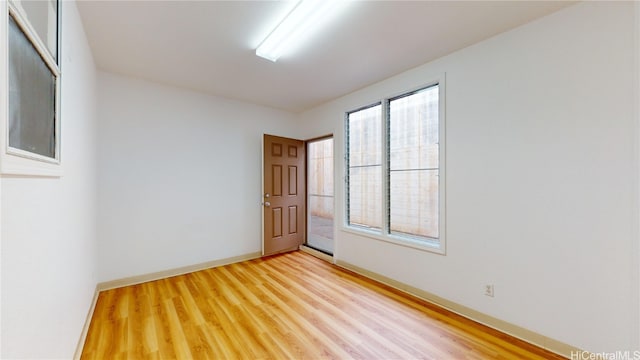 spare room featuring wood-type flooring