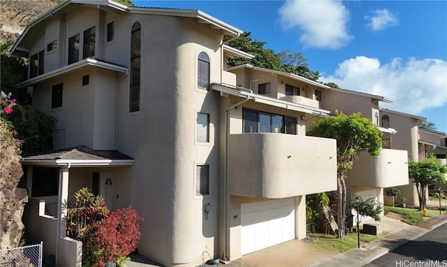 view of property featuring a garage