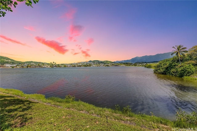 property view of water featuring a mountain view