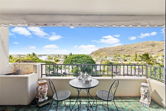 balcony with a mountain view