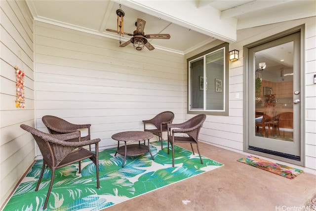 view of patio with ceiling fan