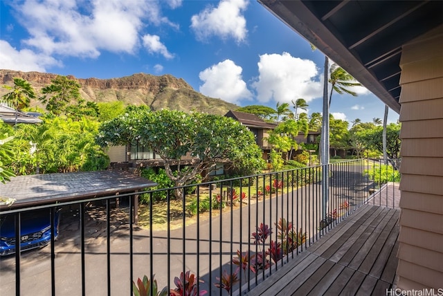 balcony with a mountain view