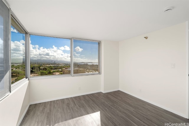 unfurnished room with dark hardwood / wood-style floors