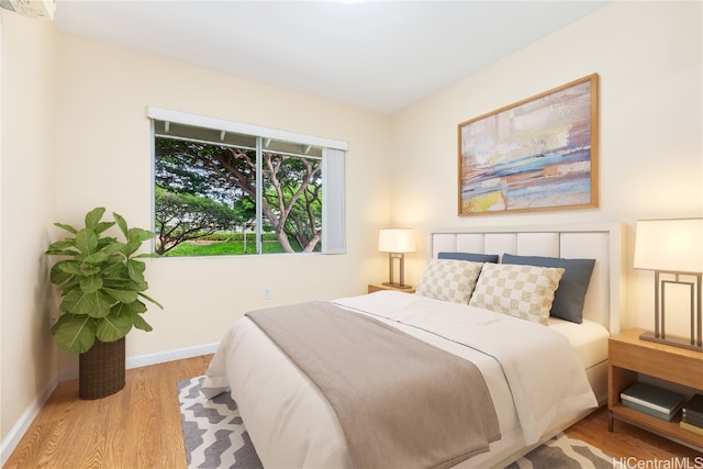 bedroom featuring light wood-type flooring