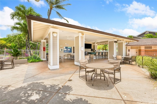 view of patio / terrace with ceiling fan