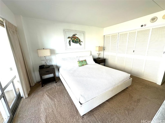 carpeted bedroom featuring multiple windows