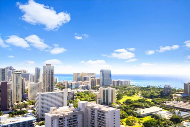 property's view of city featuring a water view