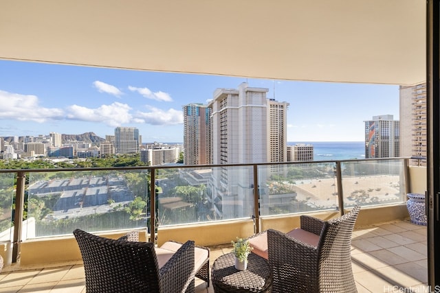 balcony with a water view