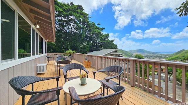 deck featuring a mountain view