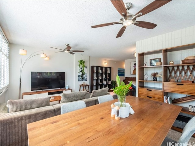 dining space featuring a textured ceiling