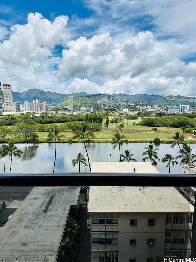 444 Nahua St Unit 2211, Honolulu, HI 96815 - water view with nearby urban area and a mountain backdrop
