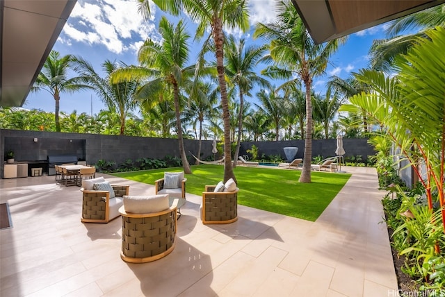 view of patio featuring grilling area and an outdoor living space