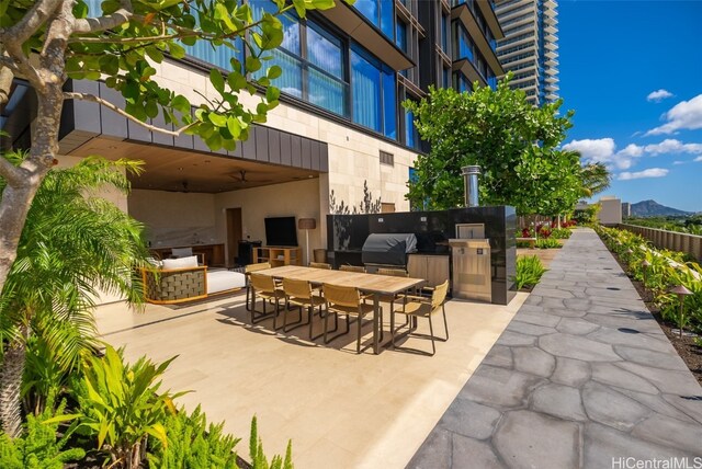 view of patio with area for grilling