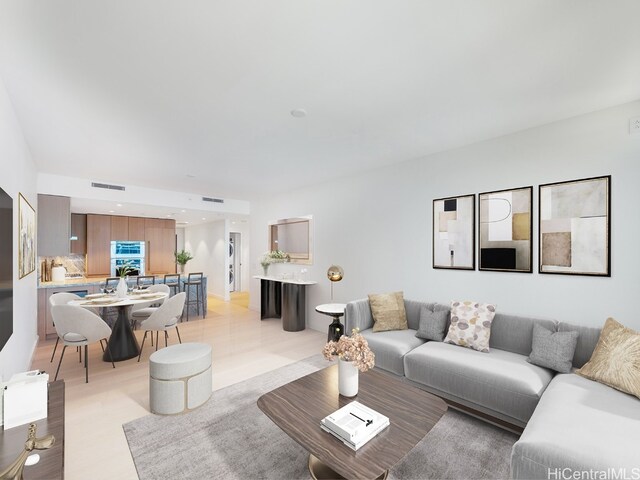 living room featuring light hardwood / wood-style floors