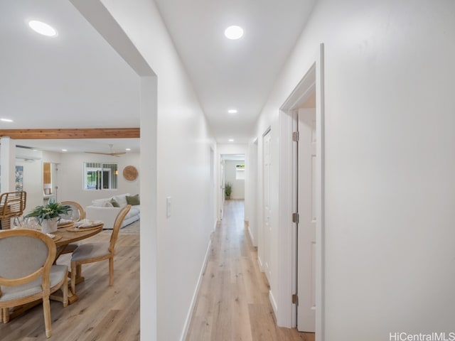 hall featuring light wood-type flooring