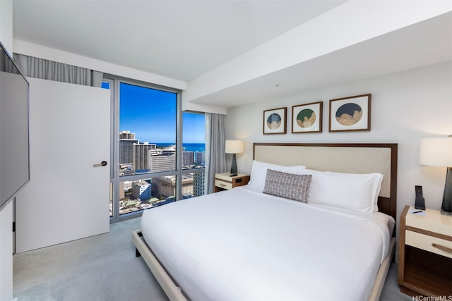2139 Kuhio Ave Unit D2908, Honolulu, HI 96815 - carpeted bedroom with a water view and floor to ceiling windows