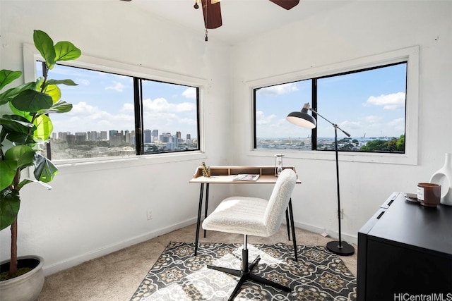 office featuring ceiling fan