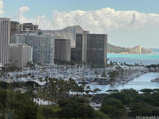 city view with a water view