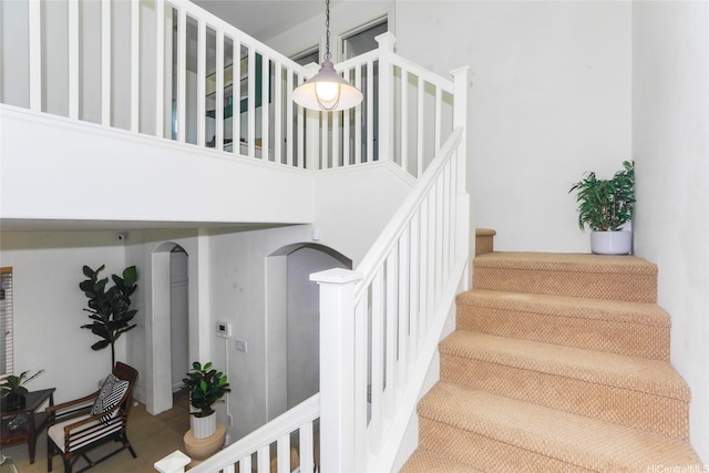 91-1001 Kaihi St, Ewa Beach, HI 96706 - stairway with a high ceiling and arched walkways