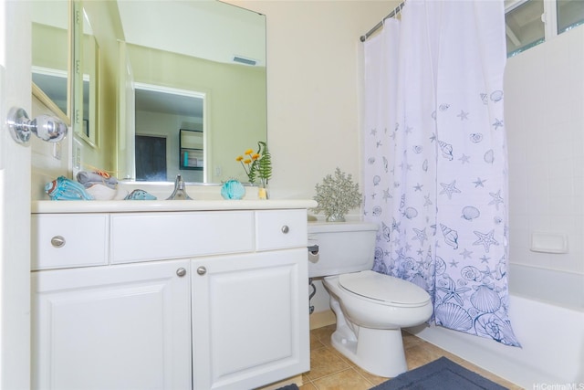 91-1001 Kaihi St, Ewa Beach, HI 96706 - full bath featuring toilet, vanity, shower / bath combo with shower curtain, and tile patterned flooring