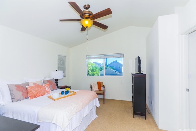 91-1001 Kaihi St, Ewa Beach, HI 96706 - bedroom featuring lofted ceiling, light carpet, and ceiling fan