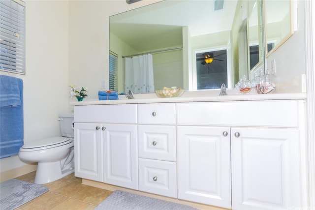 91-1001 Kaihi St, Ewa Beach, HI 96706 - bathroom featuring toilet, double vanity, tile patterned floors, and curtained shower
