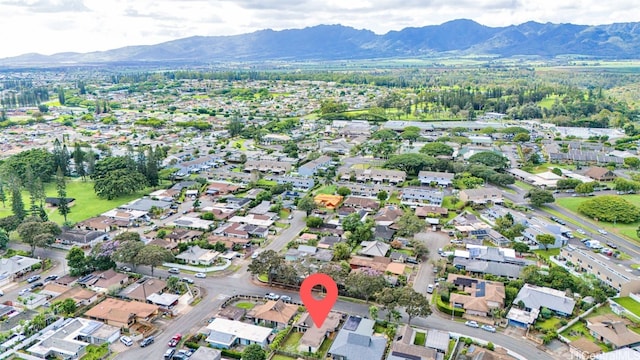 drone / aerial view with a mountain view