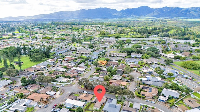 bird's eye view featuring a mountain view and a residential view