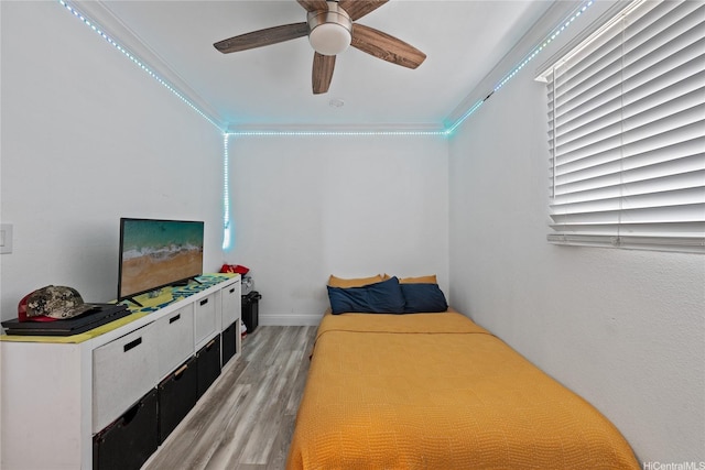 613 Kalakaua St, Wailuku, HI 96793 - bedroom featuring light wood-type flooring, crown molding, and ceiling fan