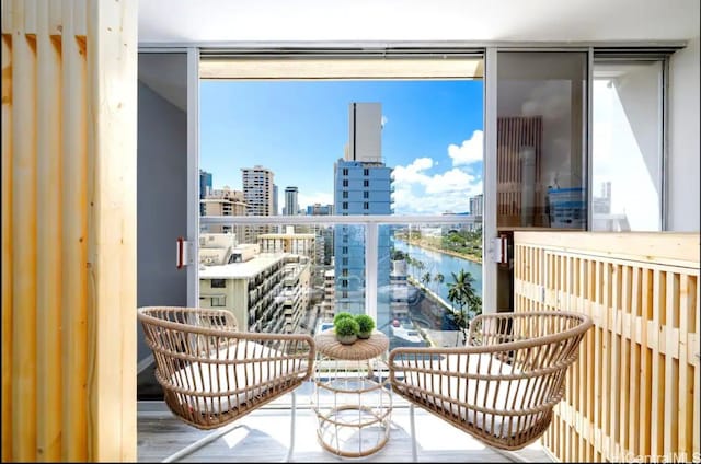 balcony with a water view