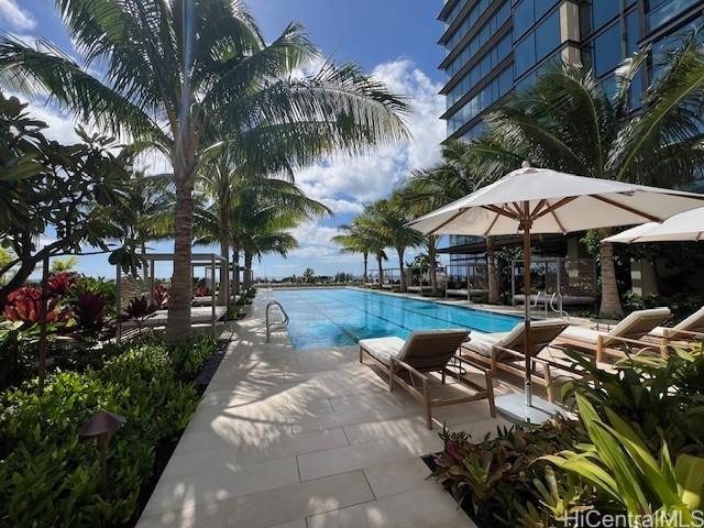 pool with a patio area