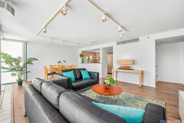 living room featuring wood-type flooring