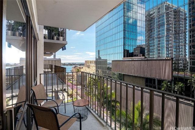 balcony with a water view