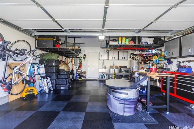 garage with gas water heater