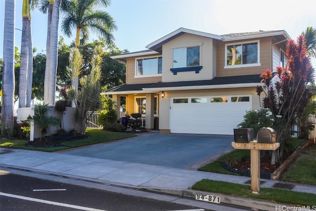 view of front facade featuring a garage