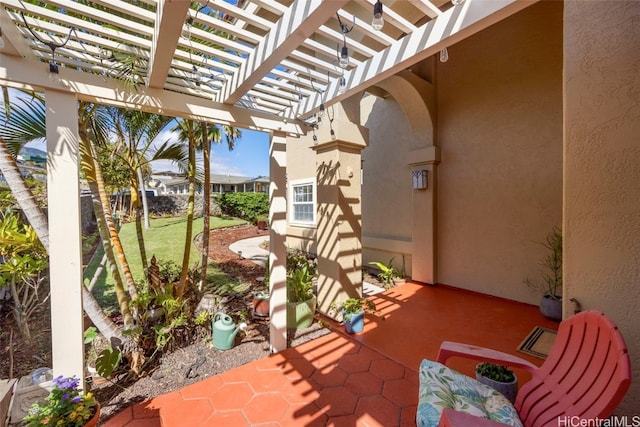 view of patio / terrace featuring a pergola