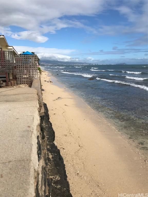 property view of water with a beach view