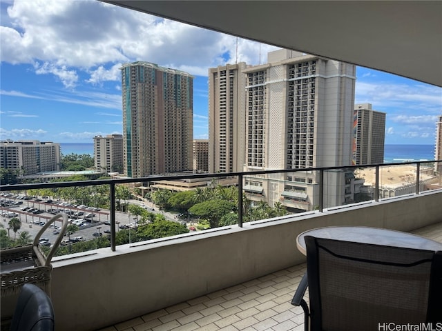 balcony with a water view