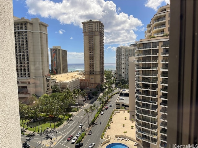 city view with a water view